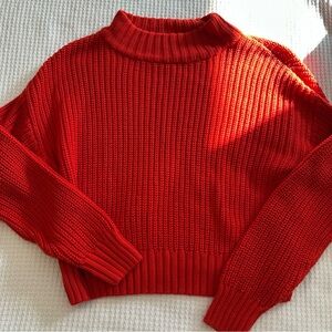 H&M Women's Red Knit Turtleneck / Mockneck Sweater